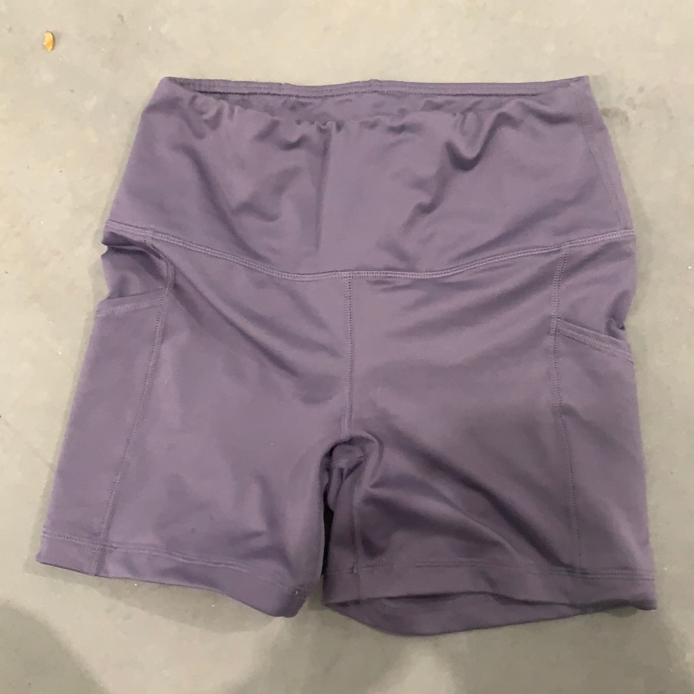 Purple spandex running shorts